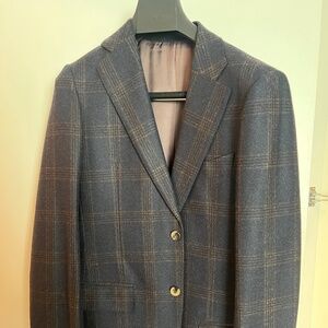 Suit Supply Slim Fit Lazio Wool Suit 38L, Blue and Brown Pattern